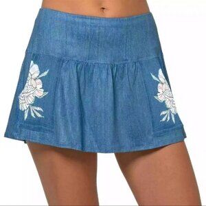Lucky in Love Rosy Denim Pocket Skort NWT
